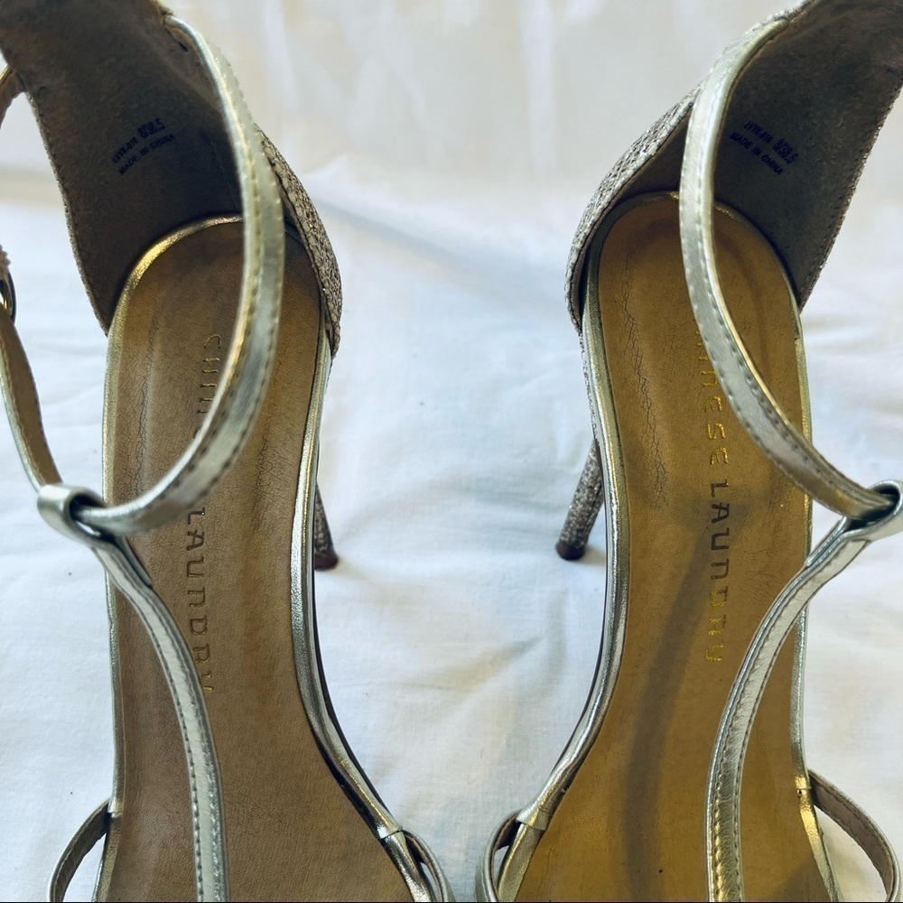 CHINESE Laundry High Heels Gold Strap Sparkle Back and Heel - Picture 8 of 9